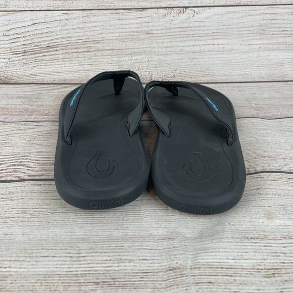 OluKai Ki\'i Mens Sz 11 Beach Flip Flops Sandals Black main image 5